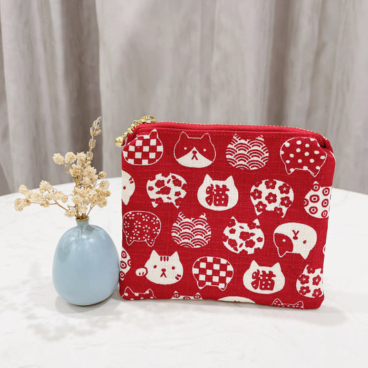 Red Cats Small Zipper Pouch - P51