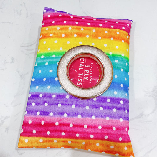 Rainbow Polka Dot Travel Tissue Holder Pouch - TH126