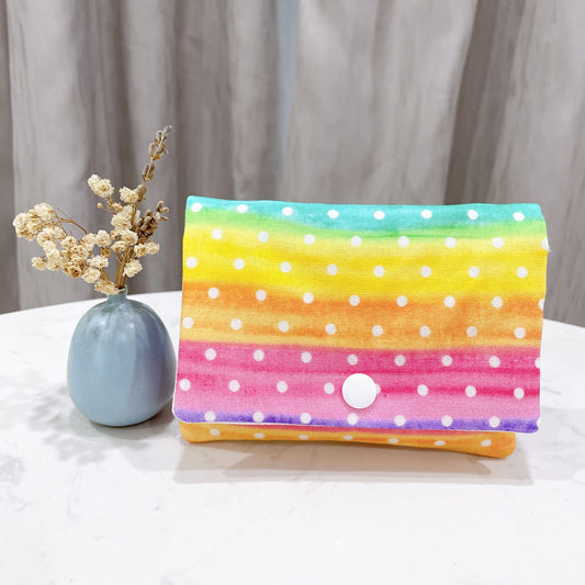 Rainbow Polka Dot Pocket Tissue Flap Pouch - TH34