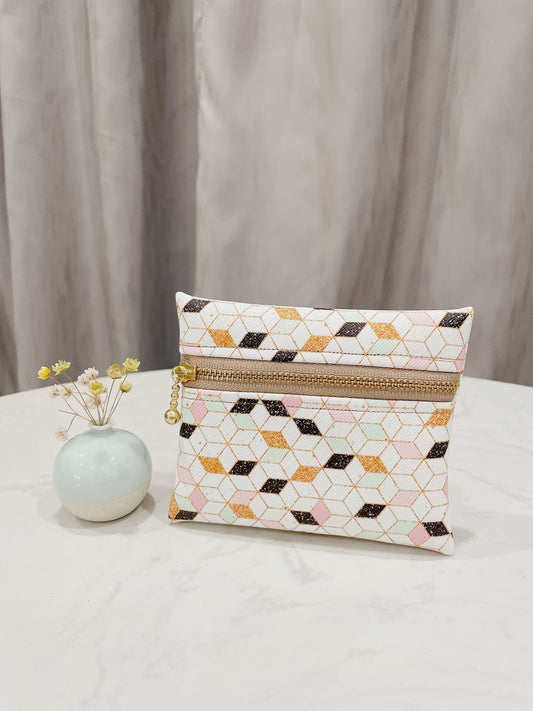 Geometric Water Resistant Zipper Pouch - P21