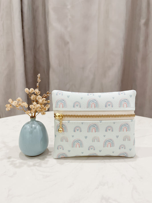 Light Blue Rainbow Water Resistant Zipper Pouch - P30